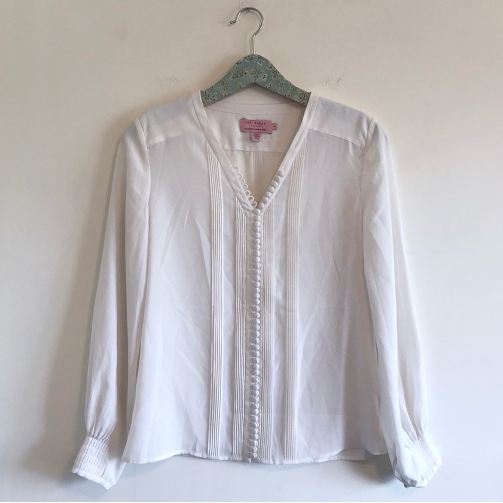White V-Neck Blouse
